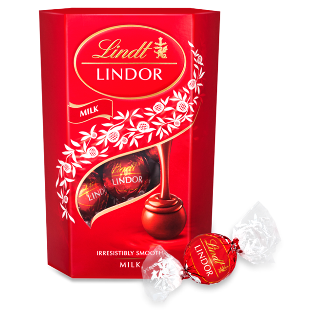 LINDT LINDOR CORNET MILK CHOCOLATE TRUFFLES BOX 200G (8 BOXES)