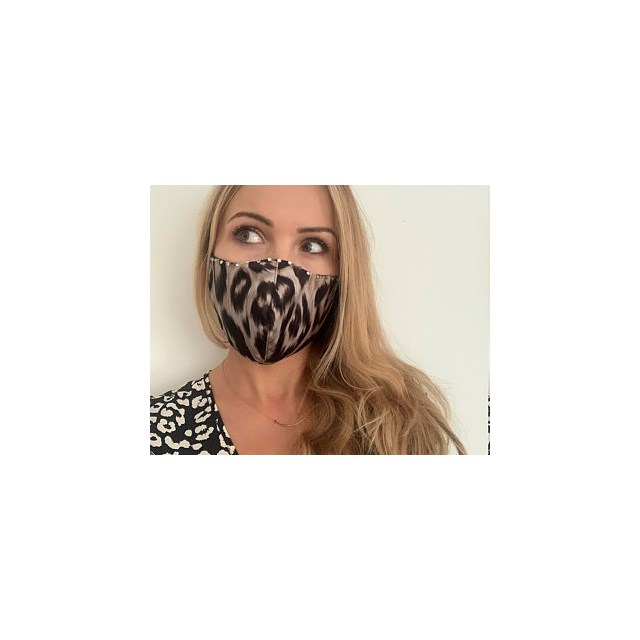 SILK SATIN LEOPARD PRINT DIAMANTE HANDMADE in the UK FACEMASK