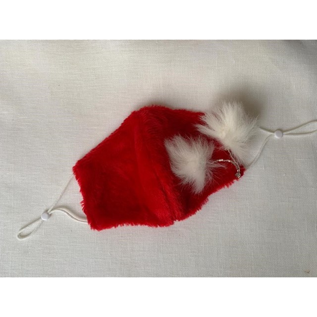 *HANDMADE FAUX FUR CHRISTMAS TASSLE FACE MASK ADJUSTABLE
