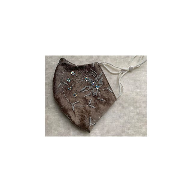 PURE RAW SILK HANDMADE in the UK FACEMASK EMBROIDERED SEQUENED SILK LINING