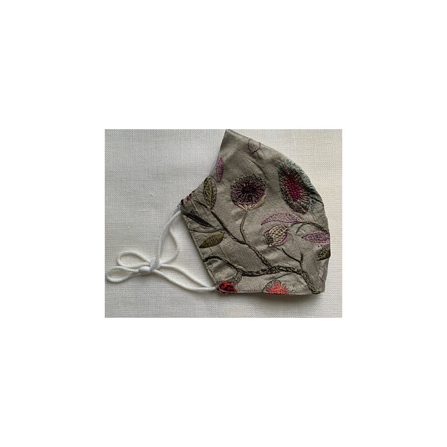 RAW SILK HANDMADE in the UK FLORAL EMBROIDERED RE-USABLE ADJUSTABLE