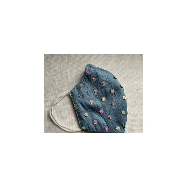 RAW SILK HANDMADE in the UK FACEMASK BEAD EMBELLISHED WASHABLE RE-USABLE