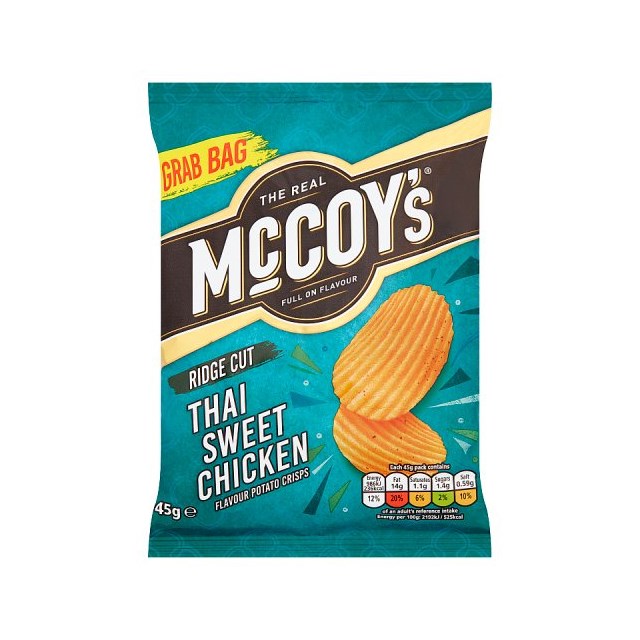 MCCOYS THAI SWEET CHICKEN RIDGE CUT CRISPS 45g (36 PACK)