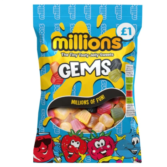 Millions Fruity Gems 120g 12 Pack £1