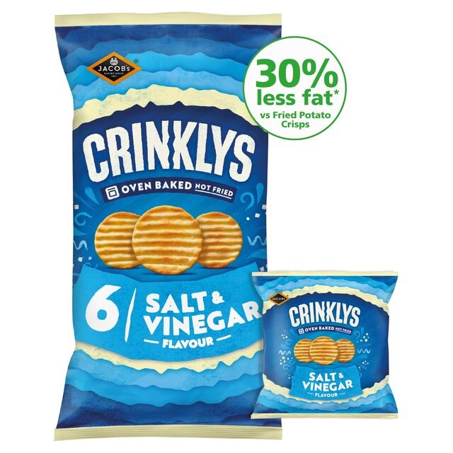 Jacobs Mini Cheddars Crinklys Salt & Vinegar 23g 12 x 6 Pack