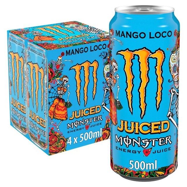 Monster 4 Pack Energy Drink Mango Loco 500ml (6 x 4 Pack)