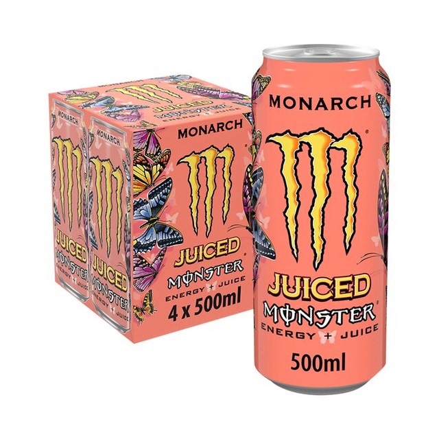 Monster 4 Pack Energy Drink Juiced Monarch 500ml (6 x 4 Pack))