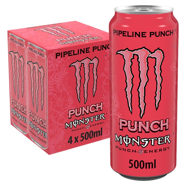 Monster 4 Pack Energy Drink Pipeline Punch 500ml (6 x 4 Pack)
