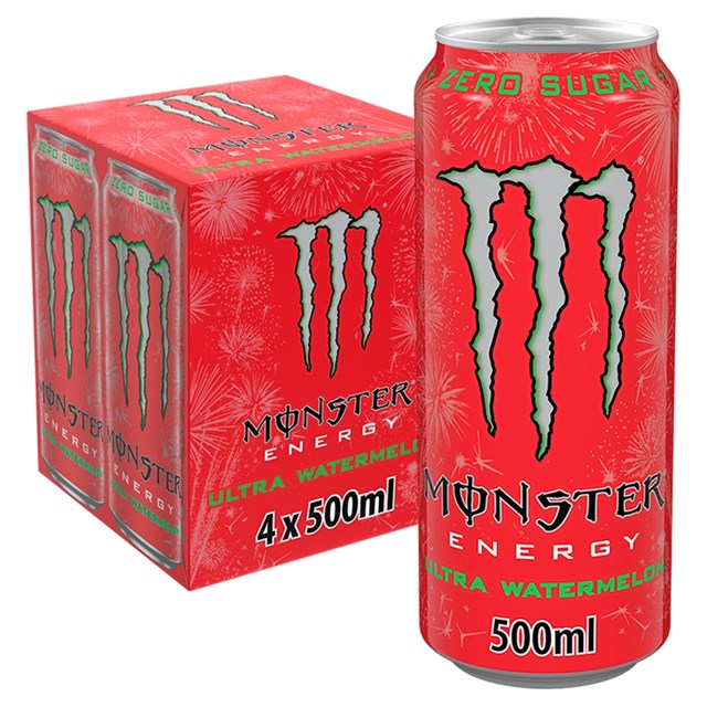 Monster 4 Pack Energy Drink Ultra Watermelon 500ml (6 x 4 Pack)