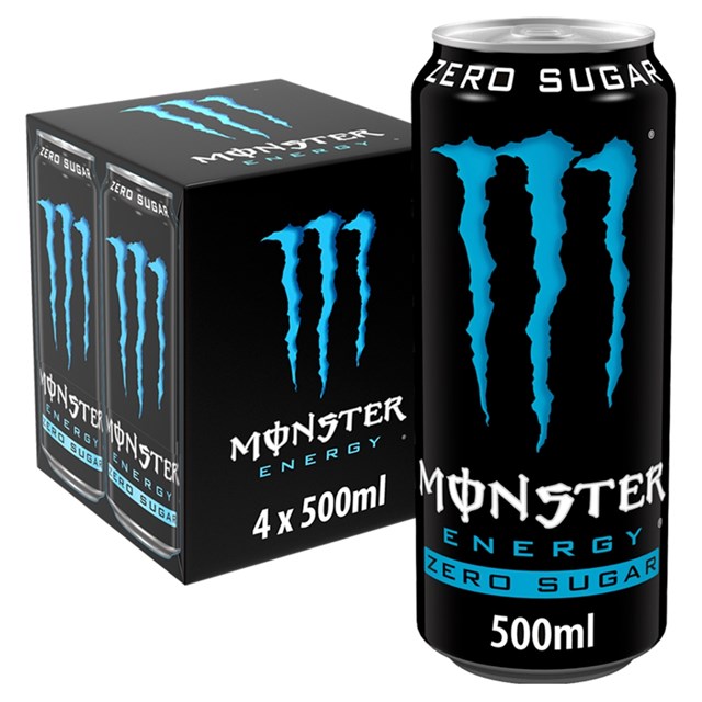 Monster 4 Pack Energy Drink Absolute Zero 500ml (6 x 4 Pack)