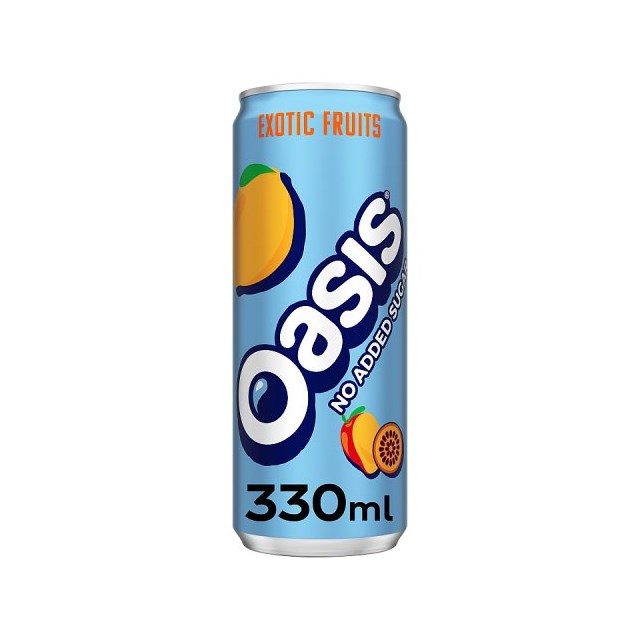 Oasis Exotic Fruits No Added Sugar 330ml Cans 24 Pack