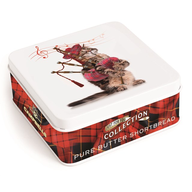 Campbells All Butter Shortbread Cat Bagpipes Tin 90g (12 Pack)