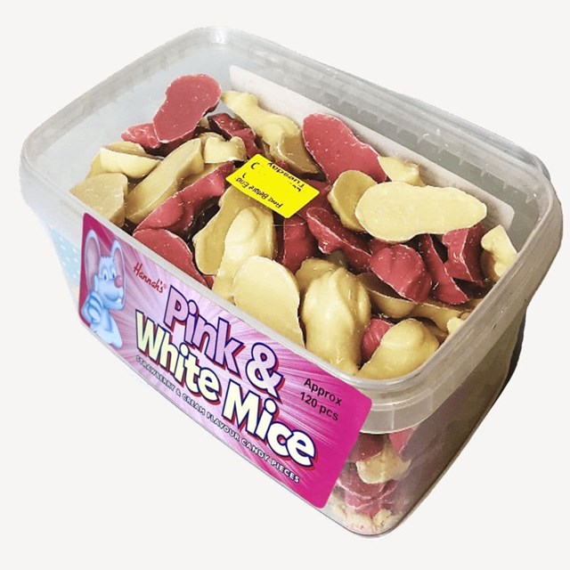 Hannahs Pink & White Mice Strawberry & Cream Flavoured 700g 120 Pieces