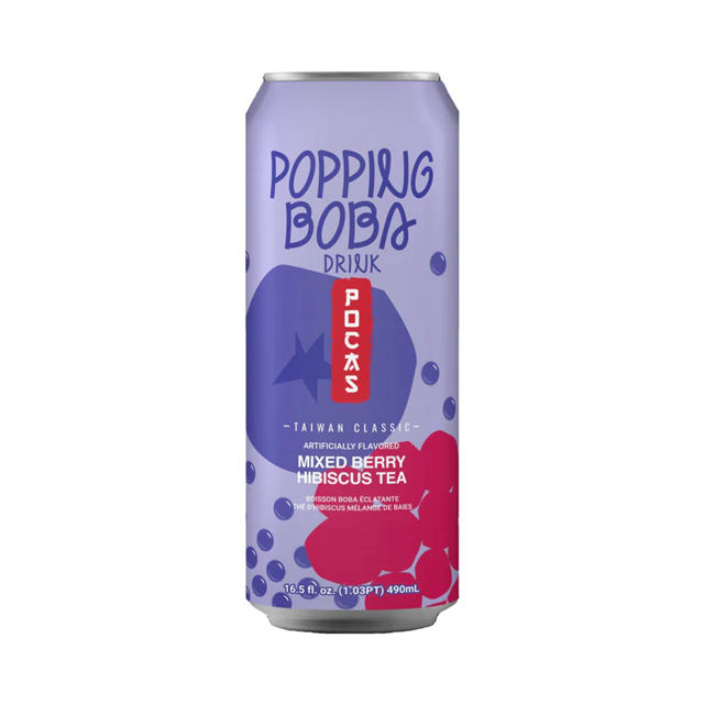 Pocas Popping Boba Mixed Berry Hibiscus Tea 490ml 24 Pack