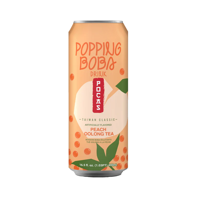 Pocas Popping Boba Peach Oolong Tea 490ml 24 Pack