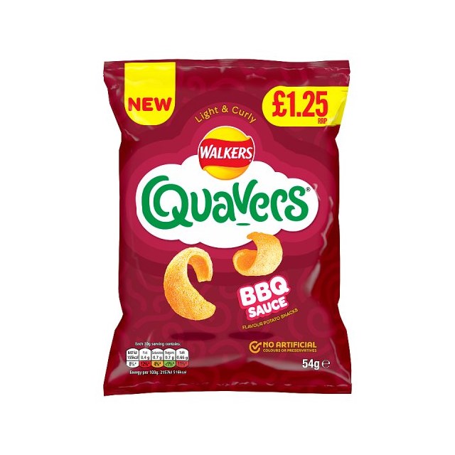 Walkers Quavers BBQ Sauce 54g £1 (15 Pack)
