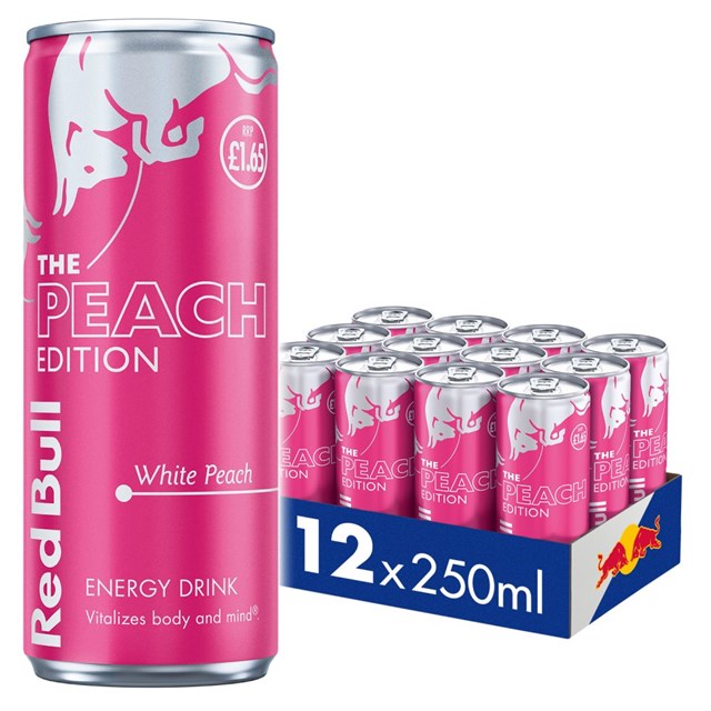 Red Bull Energy Drink Editions Summer White Peach 250ml 12 Pack £1.65