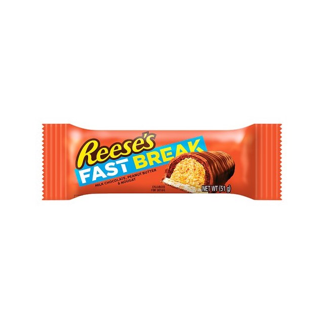 Reeses Fast Break Milk Chocolate Peanut Butter & Nougat 51g 18 Pack