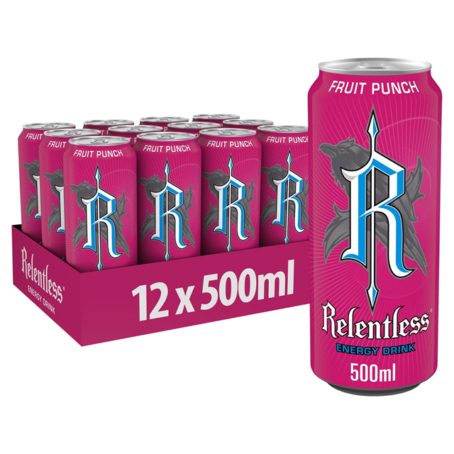 Relentless Energy Drink Fruit Punch 500ml 12 Pack £1