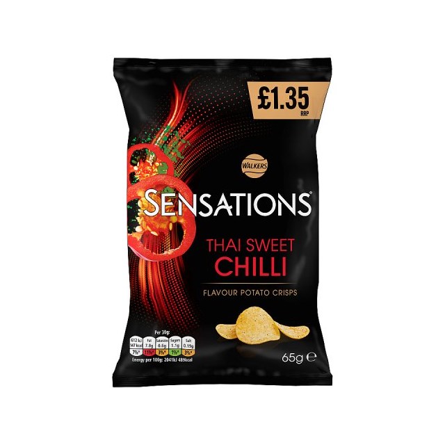 Walkers Sensations Thai Sweet Chilli Flavoured Crisps 65g 18 Pack £1.35