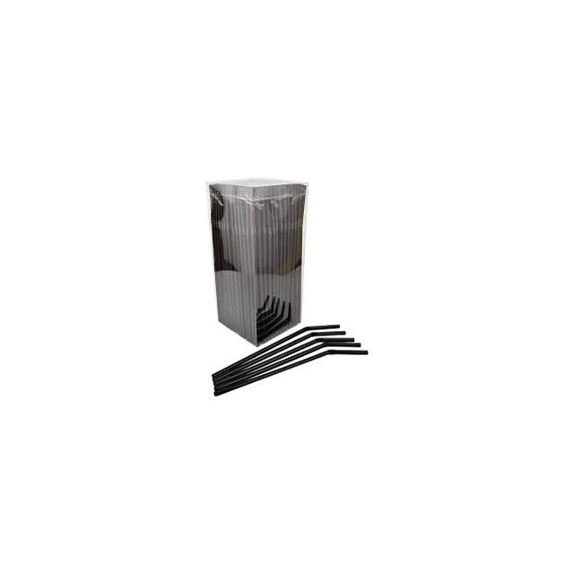 STRAWS BENDY BLACK 200MM