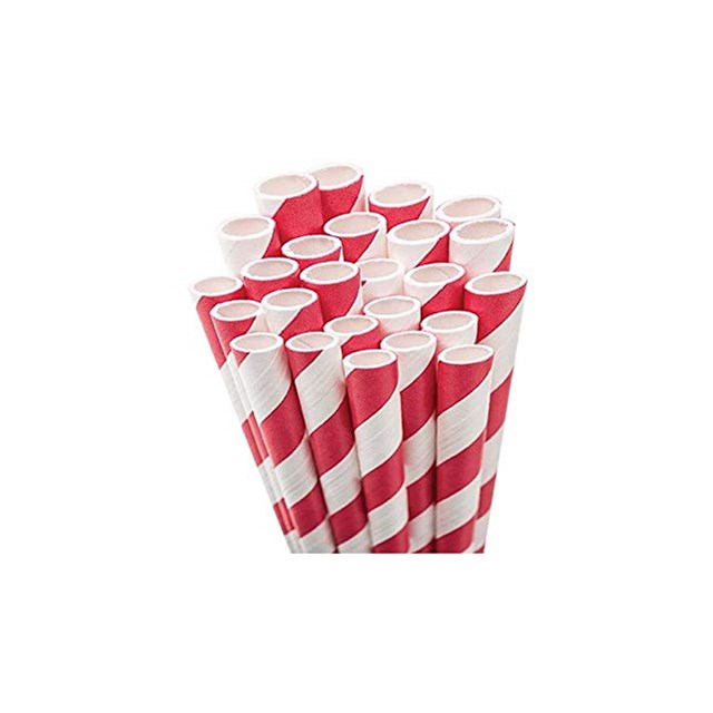 RED & WHITE PAPER STRAWS 8 INCH
