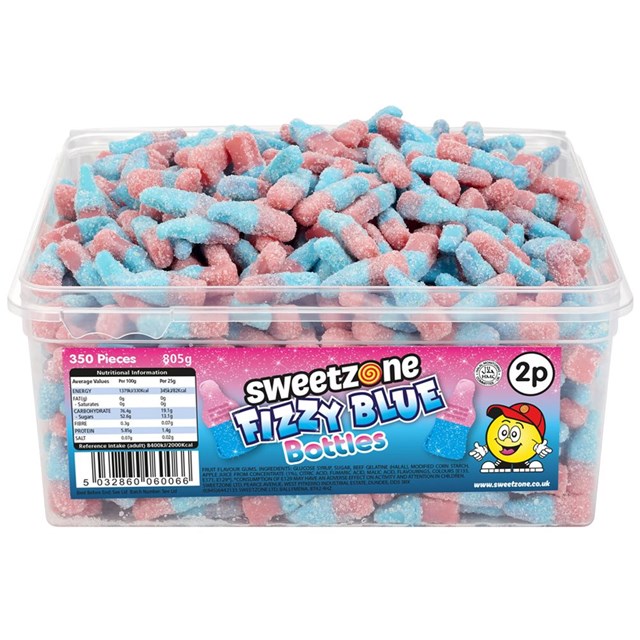 Sweetzone Tubs Fizzy Blue Bottles 805g 2p (350 Pieces)