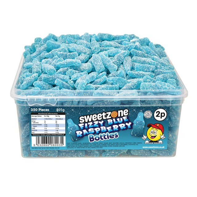 Sweetzone Fizzy Blue Raspberry Bottles Halal 805g 350 Pieces