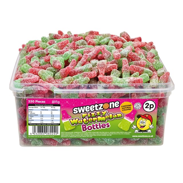 Sweetzone Fizzy Watermelon Bottles Halal 805g 350 Pieces