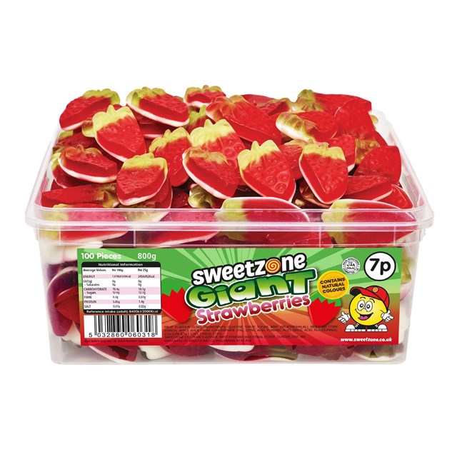 Sweetzone Tubs Giant Strawberries Halal 800g 100 Pieces