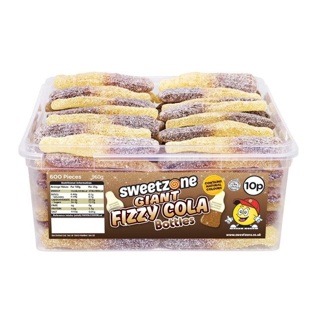 SWEETZONE 10P TUBS Fizzy Cola Bottles