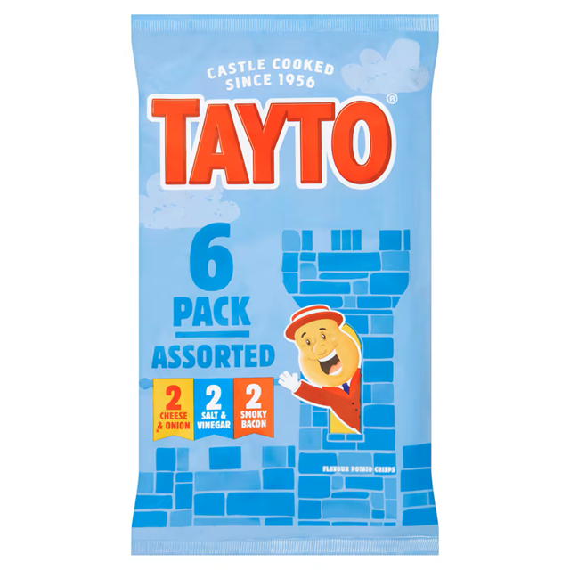 Tayto Crisps Assorted 2 C & O 2 S & 2 Smoky Bacon 25g 6 Pack 16 Pack