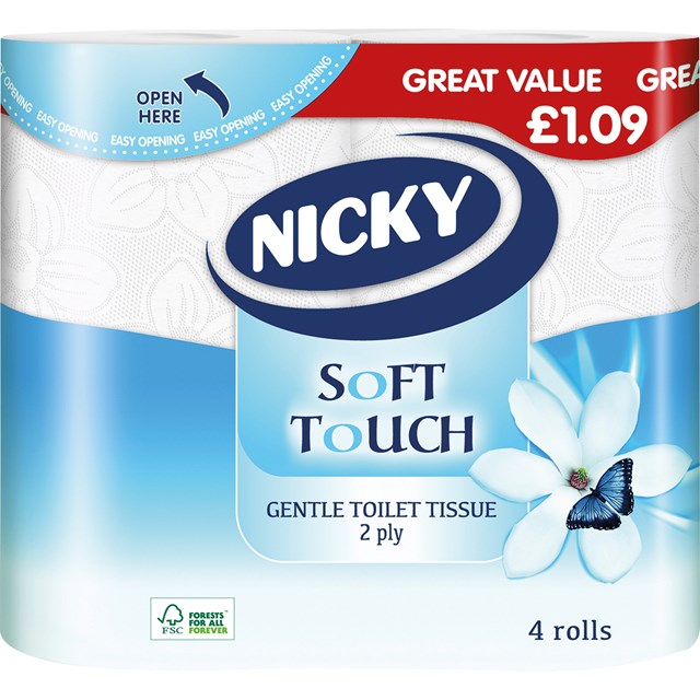 NICKY SOFT TOUCH TOILET ROLL 4PACK