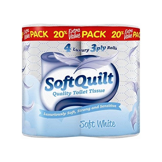 SOFT QUILT 3 PLY TOILET ROLL 10 x 4 Pack