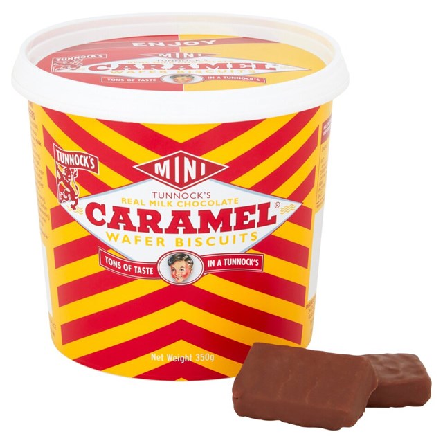 Tunnocks Mini Caramel Wafers Milk Chocolate 350g Tub (12 Pack)