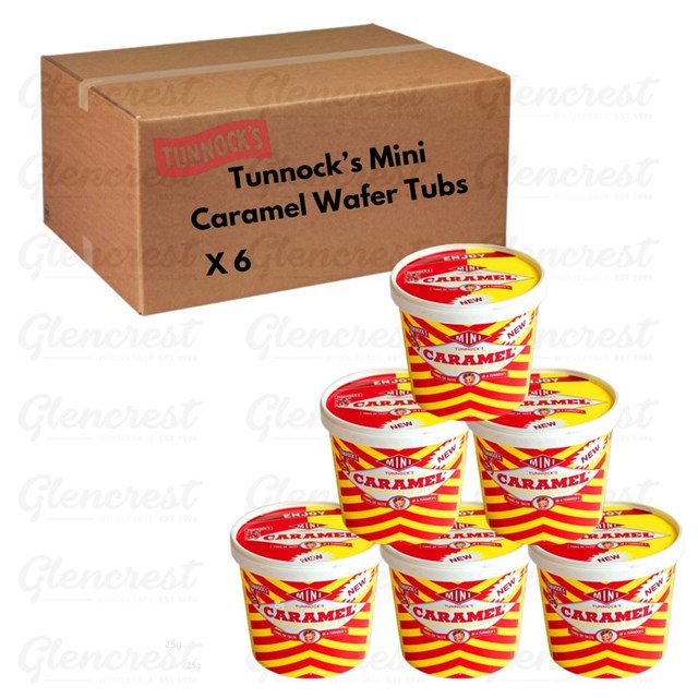 Tunnock's Mini Caramel Wafer Tubs 350g 6 Pack