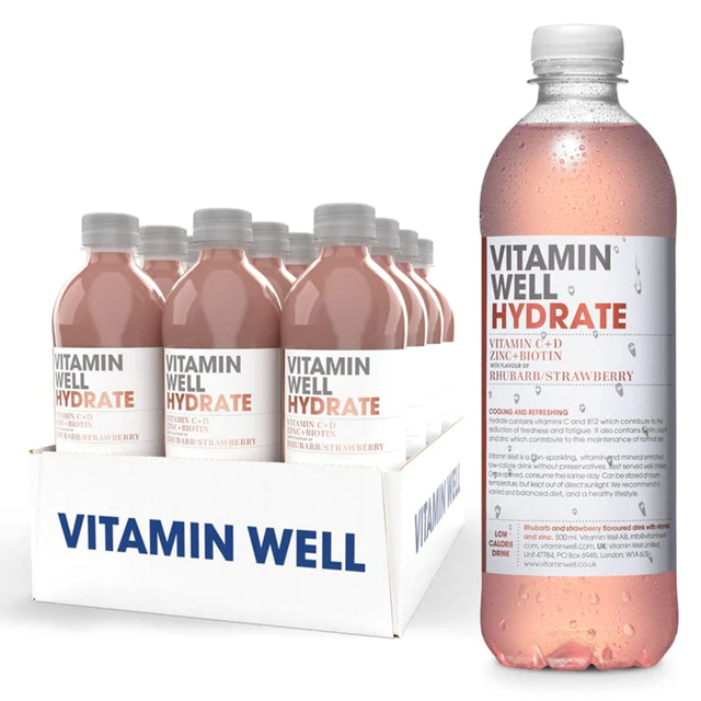 Vitamin Well Hydrate Rhubarb & Strawberry 500ml 12 Pack