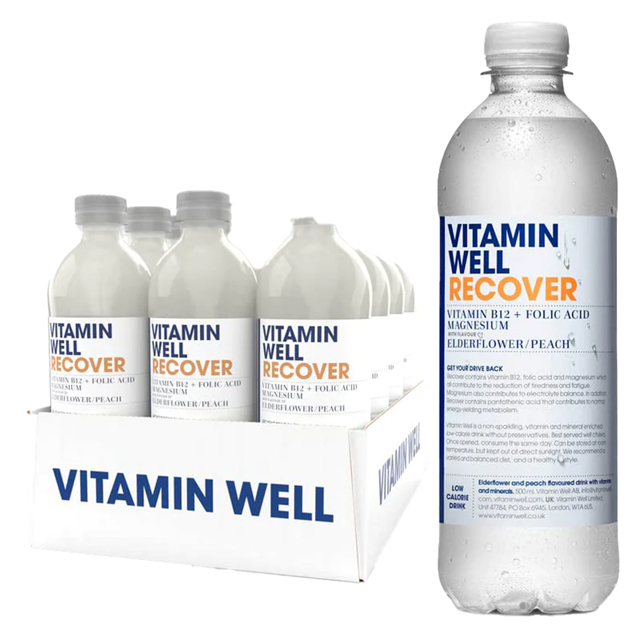 Vitamin Well Recover Peach & Elderflower 500ml 12 Pack