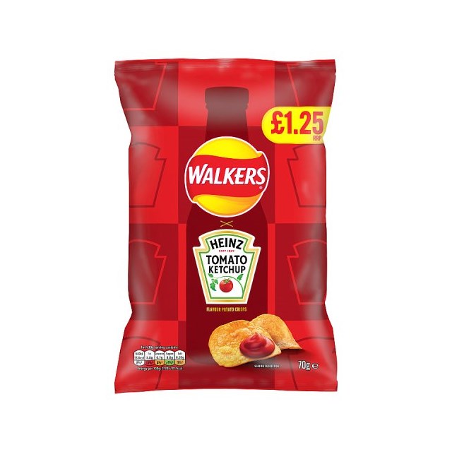Walkers Crisps Heinz Tomato Ketchup 70g 18 Pack £1.25