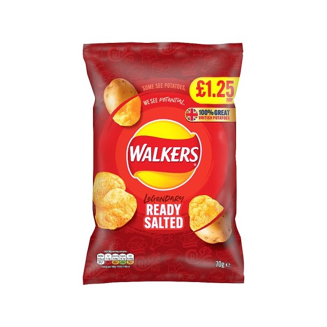 Walkers Crisps Ready Salted 70g £1.25 18 Pack