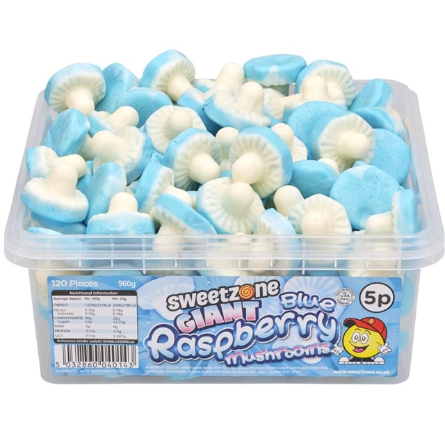 SWEETZONE 5p TUBS BLUE RASPBERRY MUSHROOMS