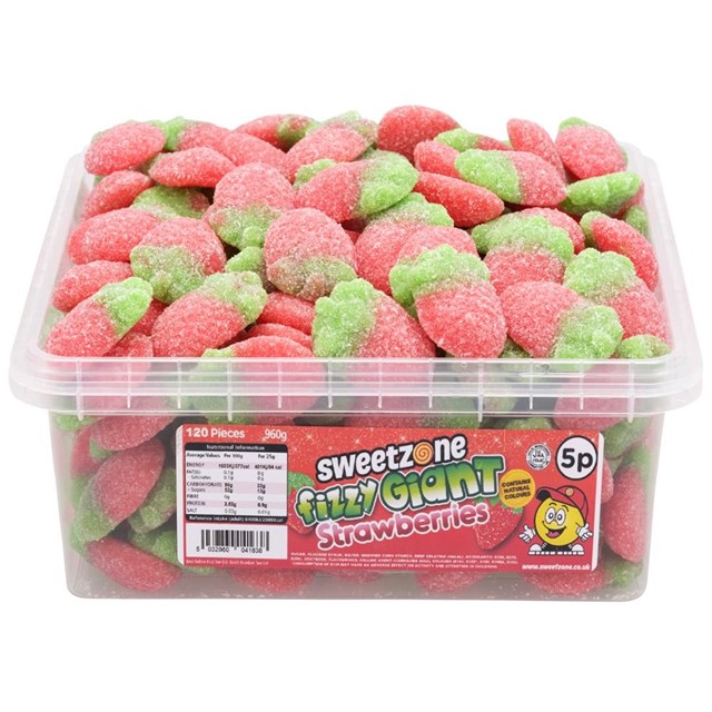SWEETZONE 5p TUBS Fizzy Giant Strawberries