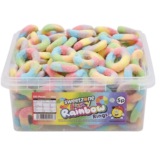 SWEETZONE 5p TUBS Fizzy Rainbow Rings