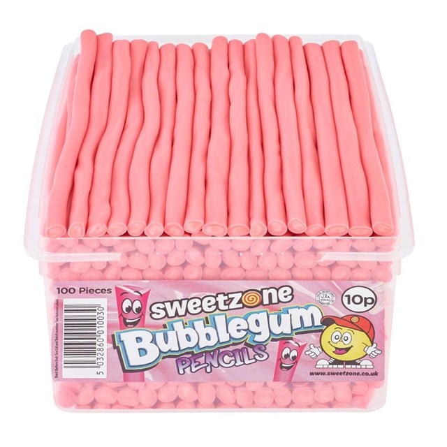 Sweetzone Bubblegum Pencils Tubs 100 Pieces