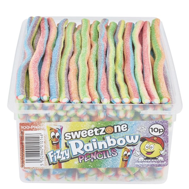 Sweetzone Fizzy Rainbow Pencils Tubs 100 Pieces