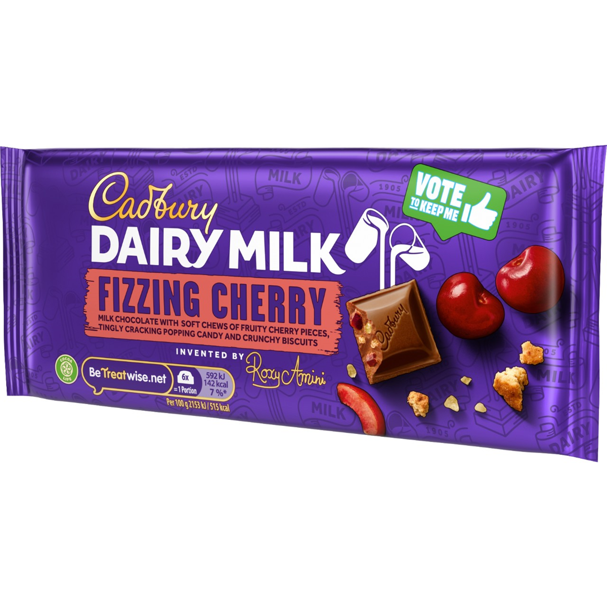 CADBURYS DAIRY MILK FIZZING CHERRY 110g (18 PACK)