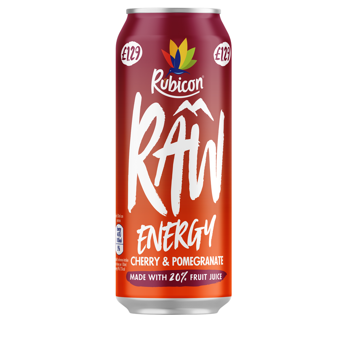 RUBICON RAW ENERGY DRINK CHERRY & POMEGRANATE 500ml £1.29 (12 PACK)