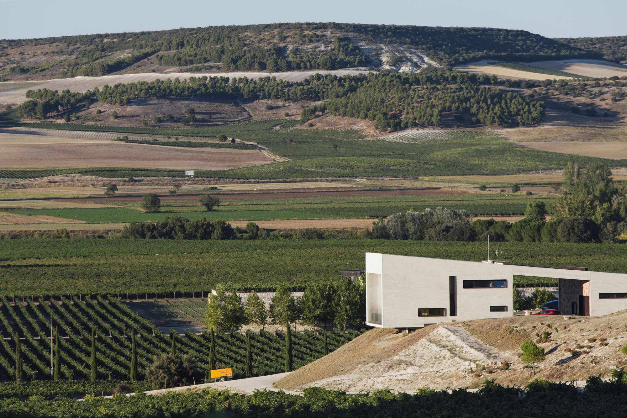 Vista de la bodega desde lo alto de sus viñedos. Vista de la bodega desde lo alto de sus viñedos.