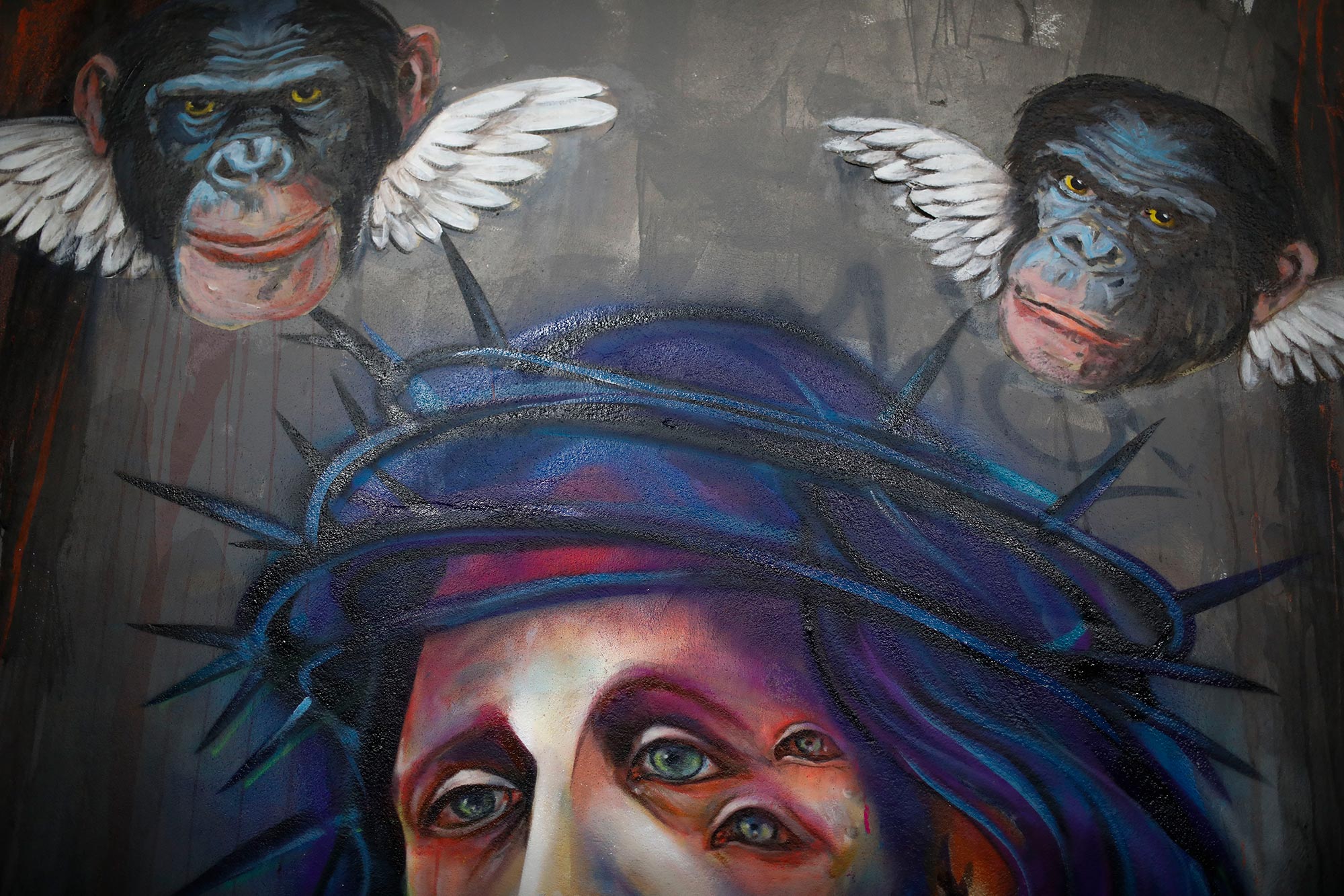 Un grafiti pintado en una de las paredes de la tabacalera. Un grafiti pintado en una de las paredes de la tabacalera.