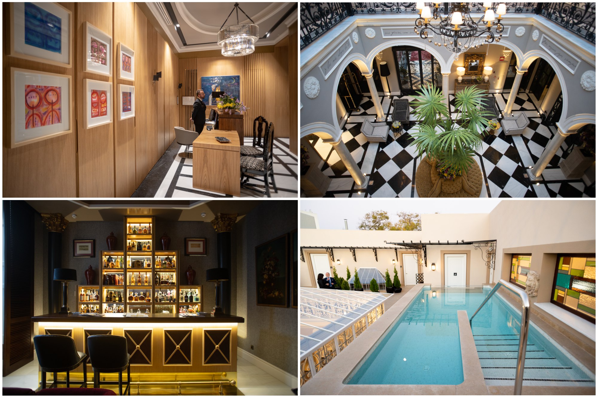 Diferentes rincones del hotel, desde la recepción, al bar inglés y la piscina del último piso. Diferentes rincones del hotel, desde la recepción, al bar inglés y la piscina del último piso.
